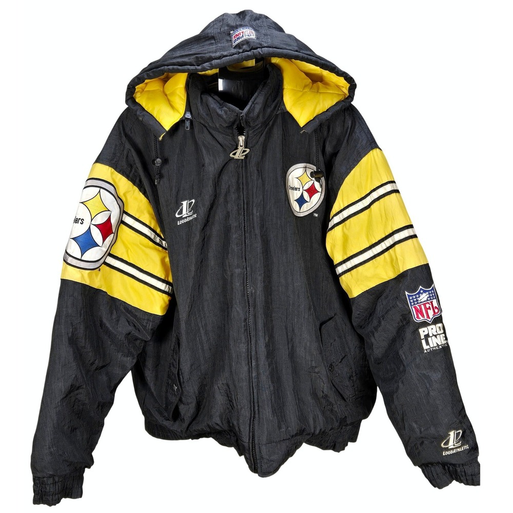 Men's VTG XL Logo‎ Athletic Pittsburgh Steelers NFL Pro Line Hooded Puffer Coat